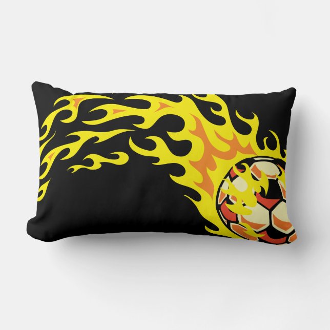 Flamin’ Soccer Ball Lumbar Pillow (Front)