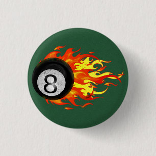 Flaming 8 Ball 1 Inch Round Button