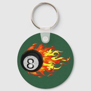 Flaming 8 Ball Keychain