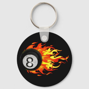 Flaming 8 Ball Keychain
