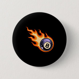 Flaming 8 Ball Pool Billiards 2 Inch Round Button