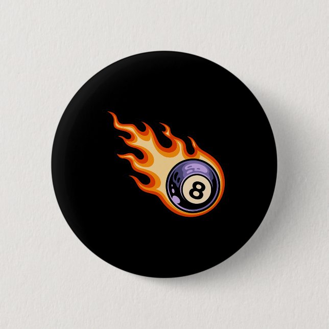 Flaming 8 Ball Pool Billiards  2 Inch Round Button (Front)