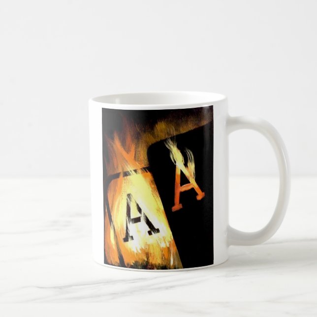 Flaming Aces Poker Art Coffee Cup Mug (Right)