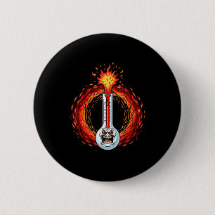 Flaming angry thermometer extreme heat rage  2 inch round button