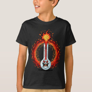 Flaming angry thermometer extreme heat rage T-Shirt