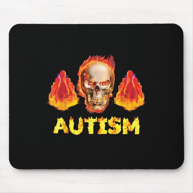 Flaming Autism Skeleton Bowling Oddly Specific Dar Mouse Pad (Front)