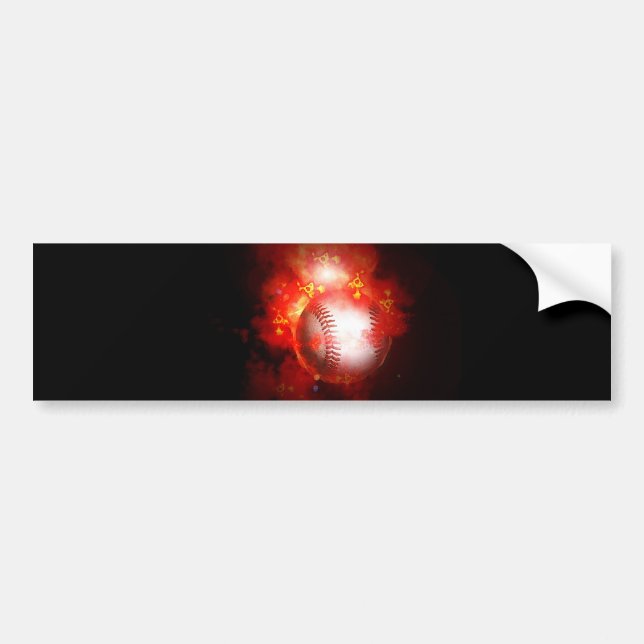 Flaming Baseball Bumper Sticker (Front)