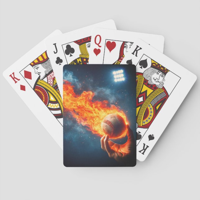 Flaming Baseball Card Deck (Back)