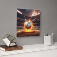 Flaming Baseball In Stadium