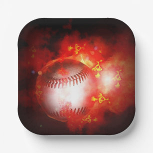 Flaming Baseball Inspirational Paper Plate