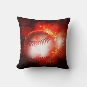 Flaming Baseball Inspirational Throw Pillow
