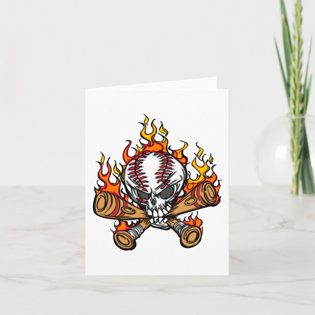 Flaming Baseball Skull Card (Creator Uploaded)