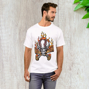 Flaming Baseball Skull T-Shirt