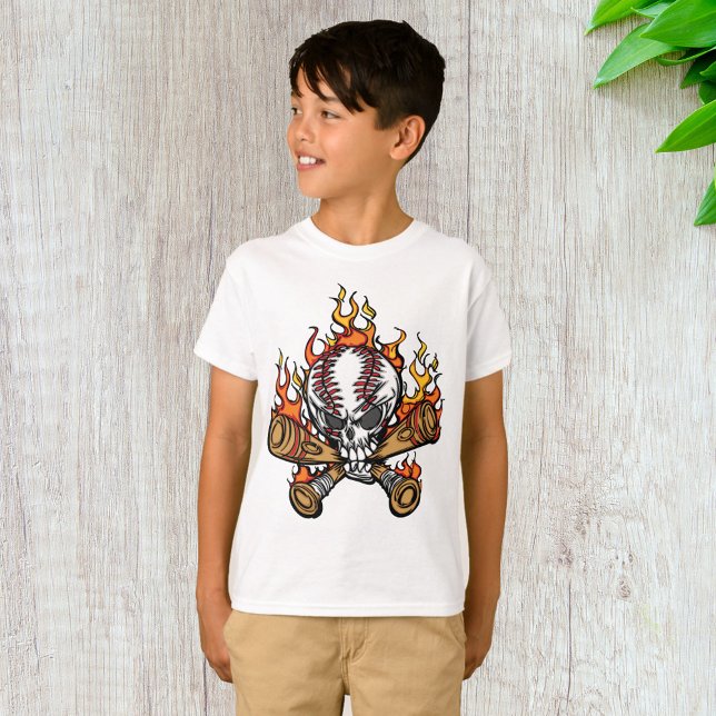 Flaming Baseball Skull T-Shirt (Creator Uploaded)