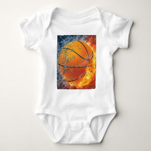 Flaming basketball baby bodysuit
