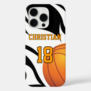 Flaming Basketball Black and White iPhone 16 Pro Case