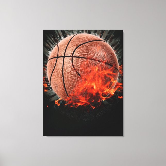 Flaming Basketball Canvas Print (Front)