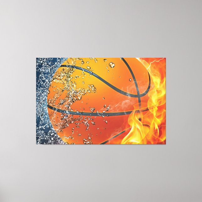 Flaming basketball canvas print (Front)