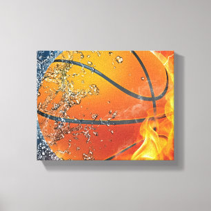 Flaming basketball canvas print