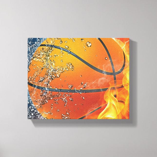 Flaming basketball canvas print (Front)