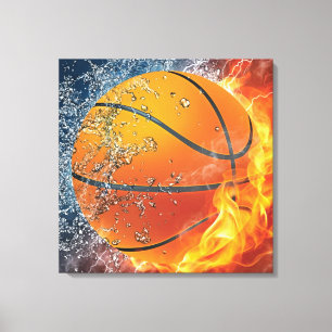 Flaming basketball canvas print