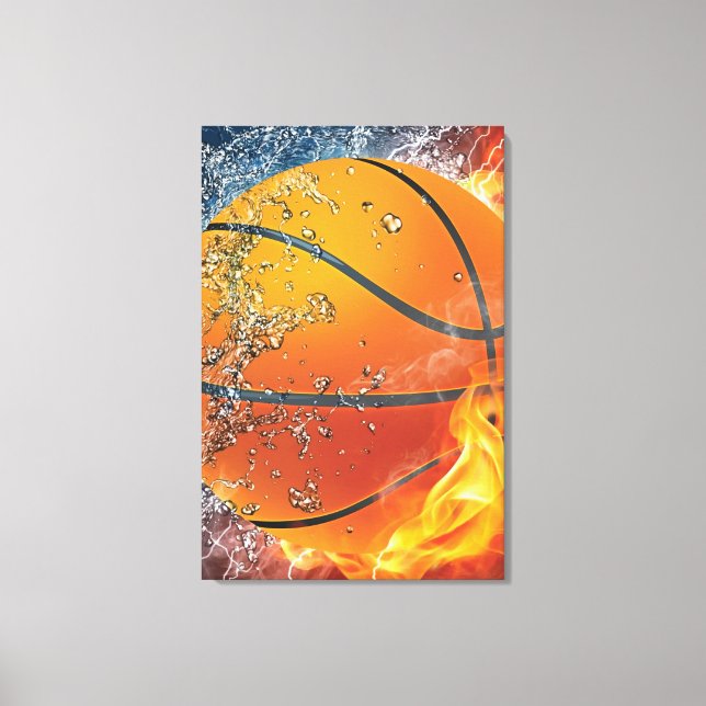 Flaming basketball canvas print (Front)