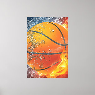 Flaming basketball canvas print