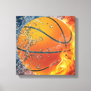 Flaming basketball canvas print