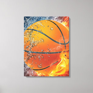 Flaming basketball canvas print