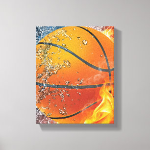 Flaming basketball canvas print