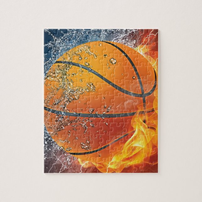 Flaming basketball jigsaw puzzle (Vertical)