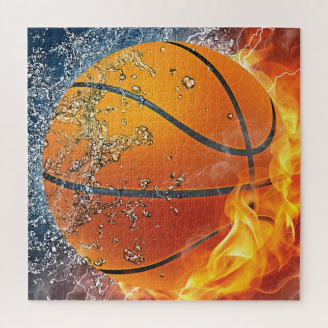 Flaming basketball jigsaw puzzle (Vertical)