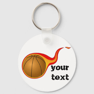 flaming basketball keychain