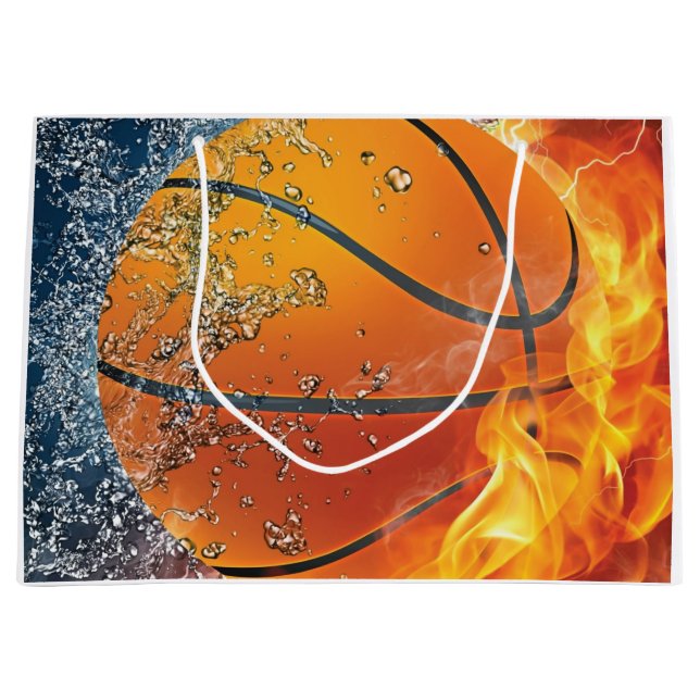 Flaming basketball large gift bag (Front)
