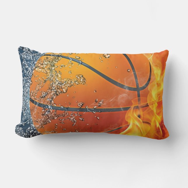 Flaming basketball lumbar pillow (Front)