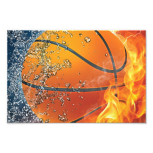 flaming basketball photo print