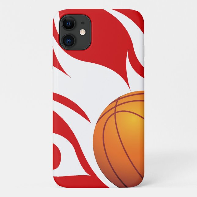 Flaming Basketball Red and White Case-Mate iPhone Case (Back)