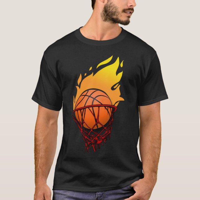 Flaming Basketball T-Shirt (Front)