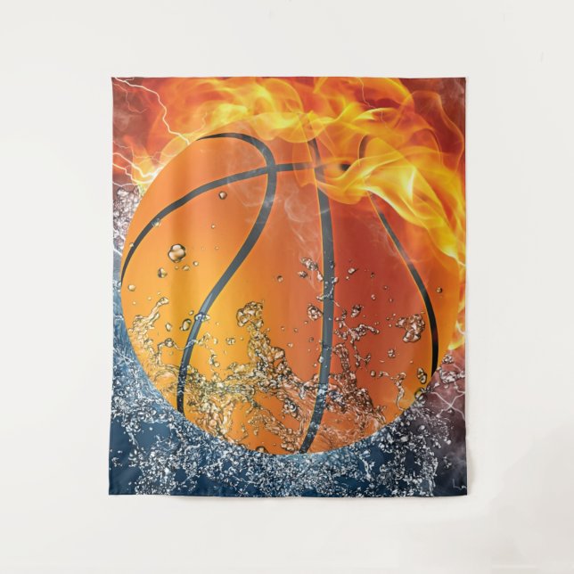 Flaming basketball tapestry (Front)