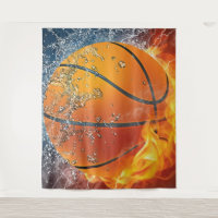 Flaming basketball