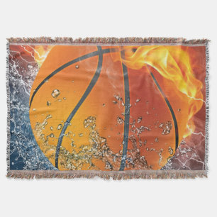 Flaming Basketball Throw Blanket