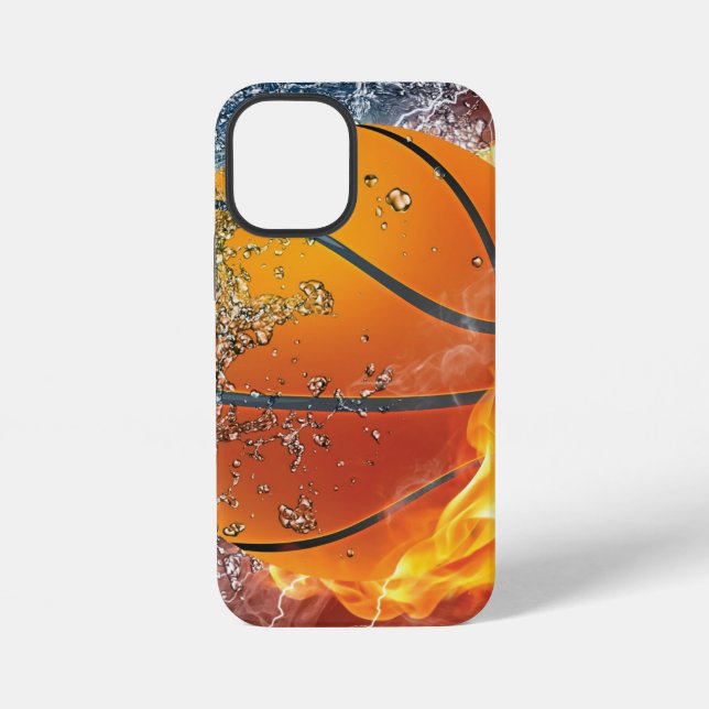 Flaming basketball throw pillow iPhone case (Back)