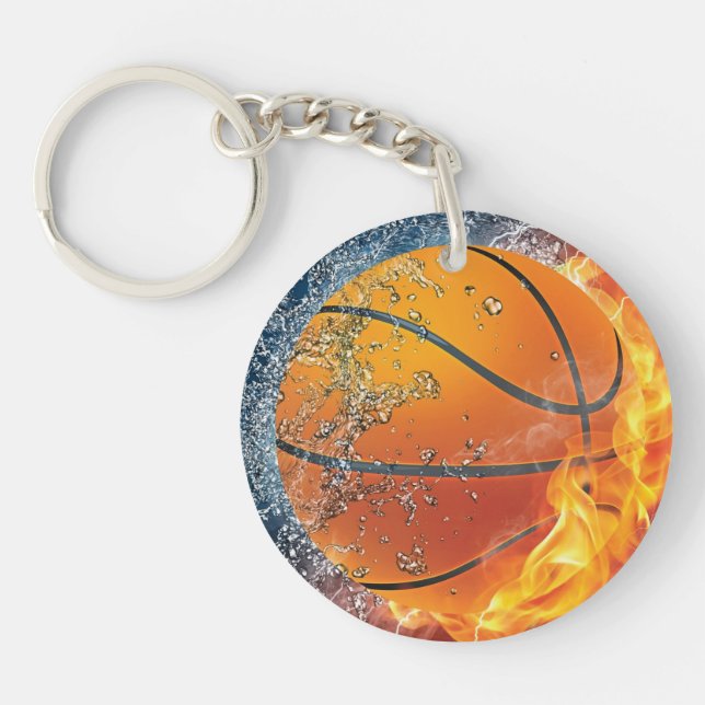 Flaming basketball throw pillow keychain (Front)