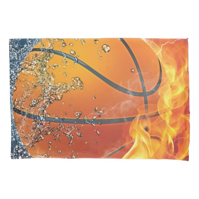 Flaming basketball throw pillow pillowcase (Front-Left)