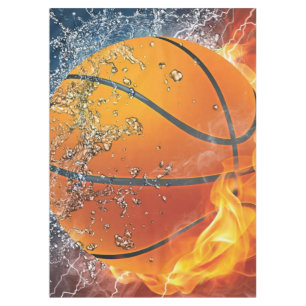 Flaming basketball throw pillow tablecloth