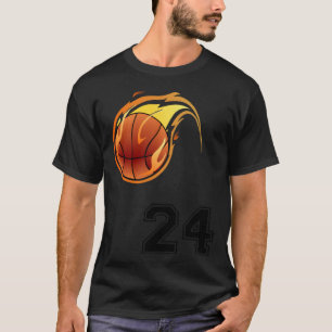 Flaming Basketball with Number 24 on the Front and T-Shirt