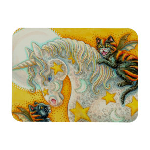 FLAMING BLACK CATS WITH HALLOWEEN UNICORN Colourfu Magnet