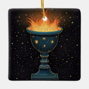 Flaming Chalice in the Sky Ceramic Ornament