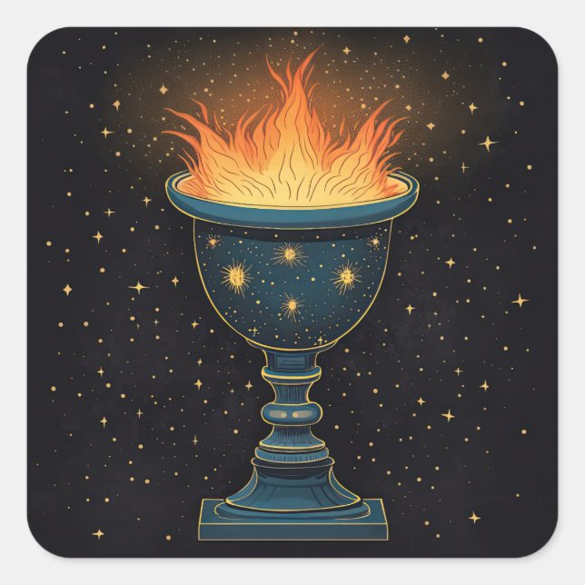Flaming Chalice in the Sky Square Sticker (Front)
