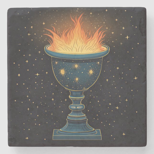 Flaming Chalice in the Sky Stone Coaster (Front)